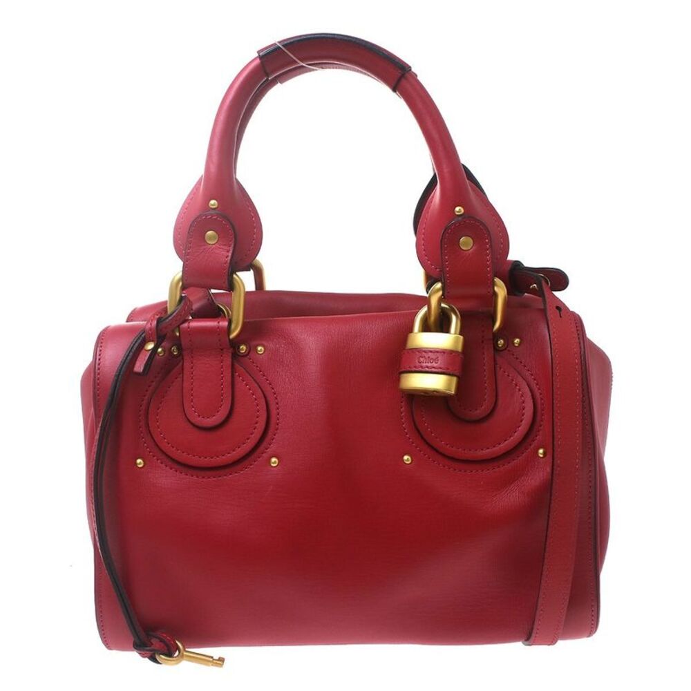 Chloe Paddington Lock Leather Red Leather Handbag
